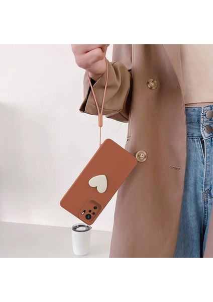 Xiaomi Redmi Note 10S Kılıf Zebana Kalpli Love Kılıf Kahverengi fiyatları