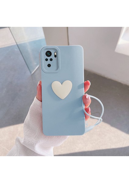 Xiaomi Redmi Note 10S Kılıf Zebana Kalpli Love Kılıf Açık Mavi