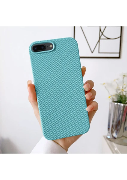 Apple iPhone 7 Plus Uyumlu Kılıf Zebana Woven Silikon Kılıf Turkuaz