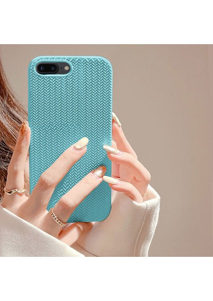 Apple iPhone 7 Plus Uyumlu Kılıf Zebana Woven Silikon Kılıf Turkuaz