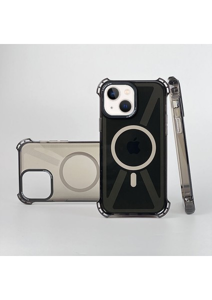 Apple iPhone 14 Uyumlu Kılıf Zebana Airbag Fashion Silikon Kılıf (Kablosuz Şarj Destekli) Siyah