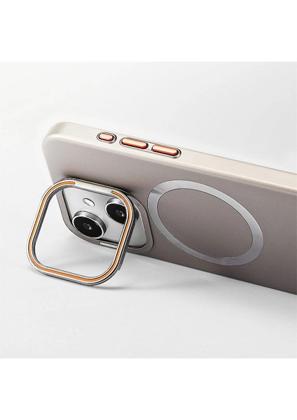 Apple iPhone 15 Uyumlu Kılıf Zebana Titanium Rubber Kılıf (Kablosuz Şarj Destekli) Natürel Titanyum