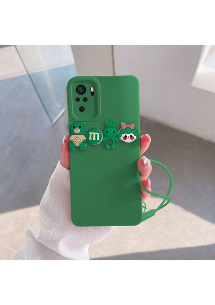 Xiaomi Redmi Note 10S Uyumlu Kılıf Love Bear Silikon Kılıf Açık Yeşil