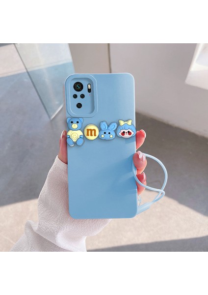 Xiaomi Redmi Note 10S Uyumlu Kılıf Love Bear Silikon Kılıf Açık Mavi