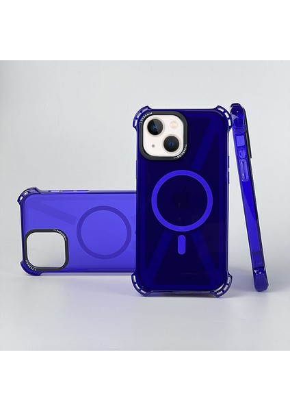 Apple iPhone 14 Uyumlu Kılıf Zebana Airbag Fashion Silikon Kılıf (Kablosuz Şarj Destekli) Derin Mor