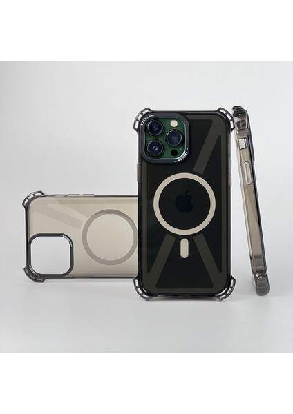 Apple iPhone 14 Pro Uyumlu Kılıf Zebana Airbag Fashion Silikon Kılıf (Kablosuz Şarj Destekli) Siyah