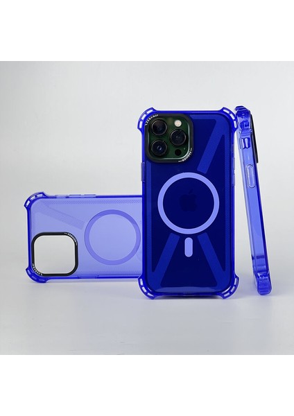 Apple iPhone 14 Pro Uyumlu Kılıf Zebana Airbag Fashion Silikon Kılıf (Kablosuz Şarj Destekli) Sierra Mavisi