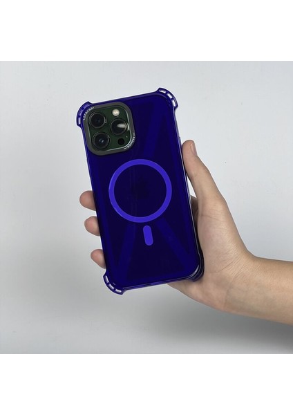 Apple iPhone 14 Pro Max Uyumlu Kılıf Zebana Airbag Fashion Silikon Kılıf (Kablosuz Şarj Destekli) Derin Mor fiyatları
