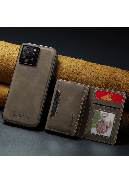Xiaomi Mi 13T Uyumlu Kılıf Zebana 2in1 Elite Class Cüzdanlı Deri Kılıf Koyu Kahverengi
