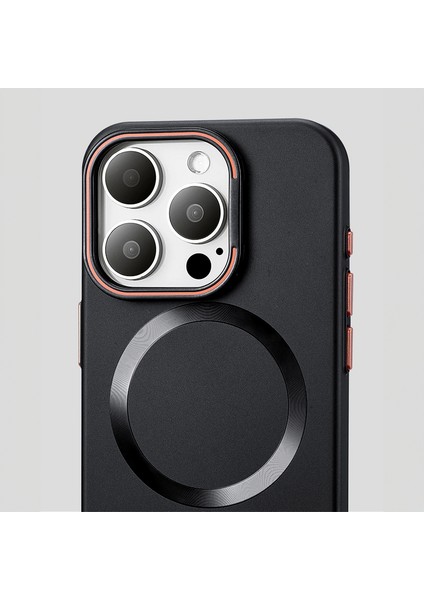 Apple iPhone 15 Pro Uyumlu Kılıf Zebana Titanium Rubber Kılıf (Kablosuz Şarj Destekli) Siyah Titanyum modelleri