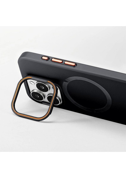 Apple iPhone 15 Pro Uyumlu Kılıf Zebana Titanium Rubber Kılıf (Kablosuz Şarj Destekli) Siyah Titanyum