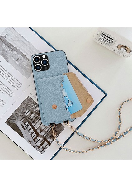 Apple iPhone 13 Pro Max Zebana Askılı Deri Kılıf Rose Gold
