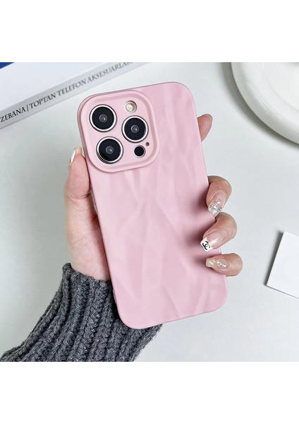 Apple iPhone 12 Pro Max Uyumlu Kılıf Zebana Soft Wrink Silikon Kılıf Pembe