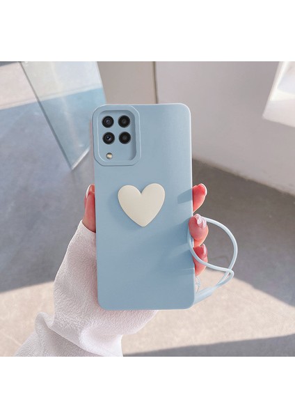 Huawei P40 Lite Kılıf Zebana Kalpli Love Kılıf Açık Mavi