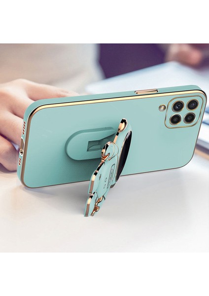 Huawei P40 Lite Uyumlu Kılıf Standlı Astronot Silikon Kılıf Açık Mavi