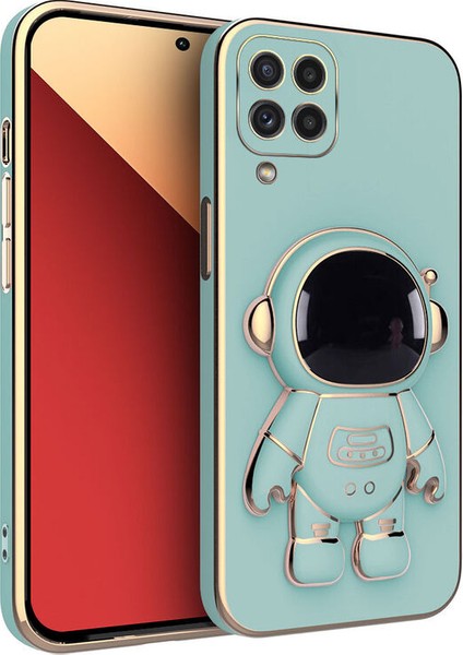 Huawei P40 Lite Uyumlu Kılıf Standlı Astronot Silikon Kılıf Açık Mavi