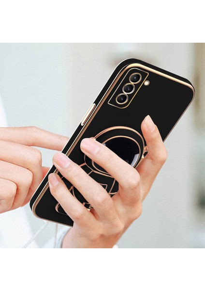 Samsung Galaxy S23 Plus Uyumlu Kılıf Standlı Astronot Silikon Kılıf Siyah