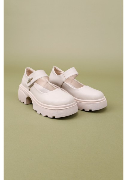 Horana Kadın Kalın Tabanlı Bej Babet Ayakkabı indirimleri