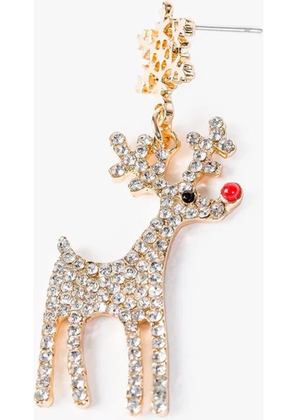 Yılbaşı Serisi Lüks Kristal Taşlı Geyik Küpe indirimleri