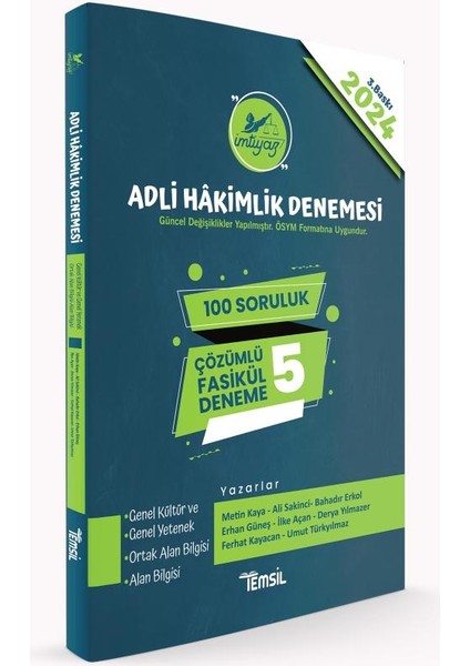 Imtiyaz Adli Hâkimlik Sınavı Çözümlü 5 Deneme