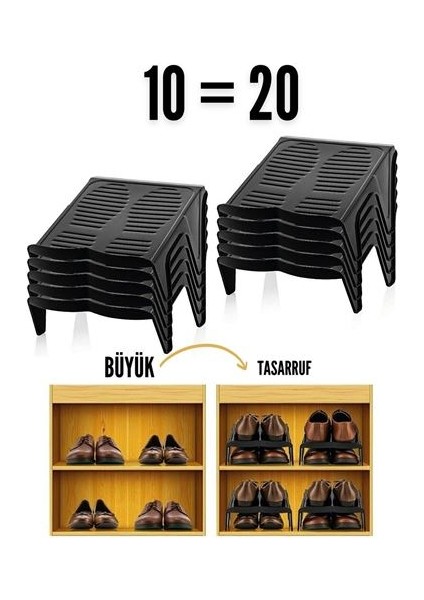 40 Adet Ayakkabı Rampası Yer Tasarruf Organizeri Mehle-Twin 718560