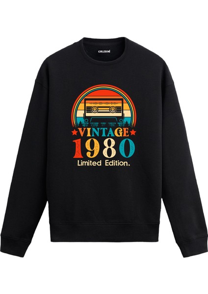 Retro 1980 Mixtape Limited Edition Doğum Günü Hediyesi Vintage Tasarım Kapşonlu Sweatshirt