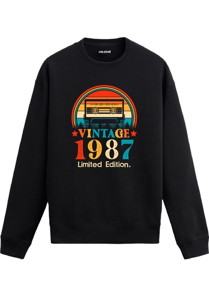 Retro 1987 Mixtape Limited Edition Doğum Günü Hediyesi Vintage Tasarım Kapşonlu Sweatshirt