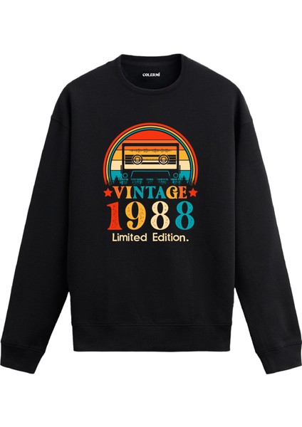 Retro 1988 Mixtape Limited Edition Doğum Günü Hediyesi Vintage Tasarım Kapşonlu Sweatshirt