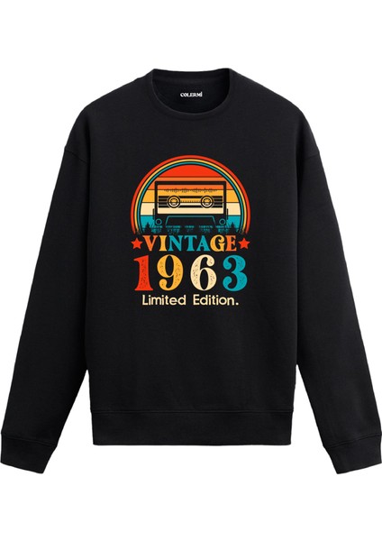Retro 1963 Mixtape Limited Edition Doğum Günü Hediyesi Vintage Tasarım Kapşonlu Sweatshirt