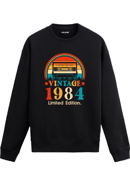 Retro 1984 Mixtape Limited Edition Doğum Günü Hediyesi Vintage Tasarım Kapşonlu Sweatshirt