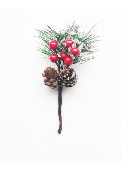 Yılbaşı Ağaç Süsü Yılbaşı Kozalaklı Kokinalı Yapay Çiçek 15 cm