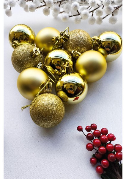 Yılbaşı Ağaç Süsü Altın Renkli Top Noel Süs 5 cm 10 Adet fiyatları