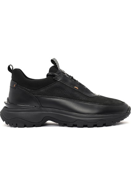 Erkek Siyah Bağcıklı Nubuk Deri Sneaker 24WFD6505V3