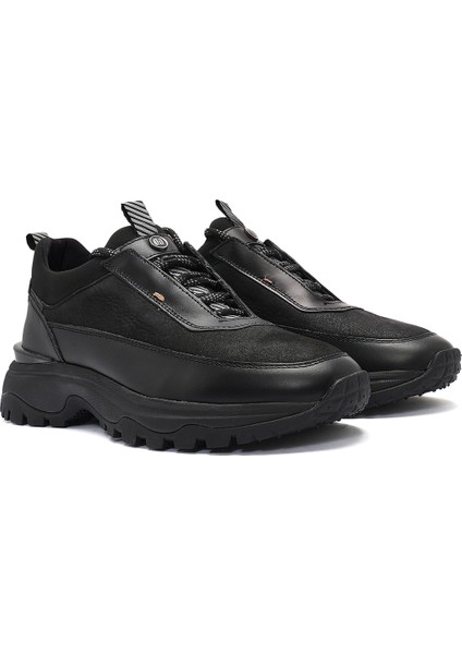 Erkek Siyah Bağcıklı Nubuk Deri Sneaker 24WFD6505V3