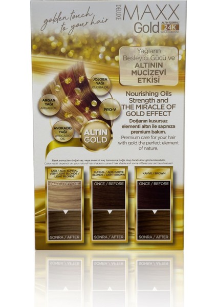 Golden Beauty 24K Altın Içerikli Saç Boyası Seti - Kalıcı 8.3, Bal Köpüğü 50MLX2