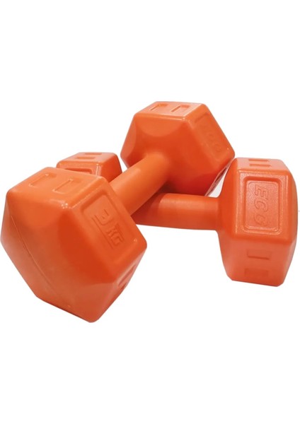 3 kg Turuncu Dambıl Seti 3 kg x 2 Adet Toplam 6 kg Ağırlık Seti