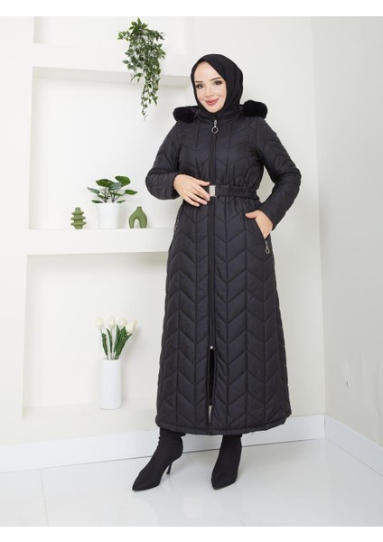 Bengisu Kadın Büyük Beden Tam Boy Kapitone Mont fiyatları