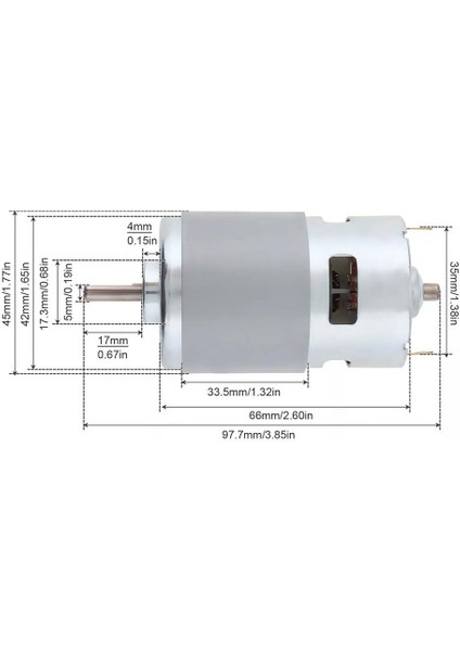 TLS Robotik RS775 24V 10000 Rpm Dc Motor Yüksek Hız ve Tork D Shaft