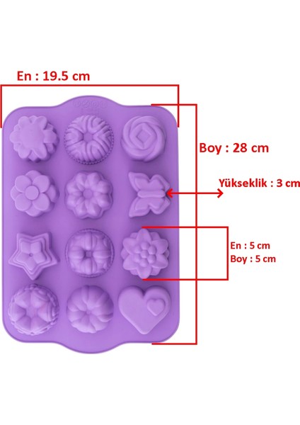 Silikon 12'li Karma Kek ve Kurabiye Kalıbı