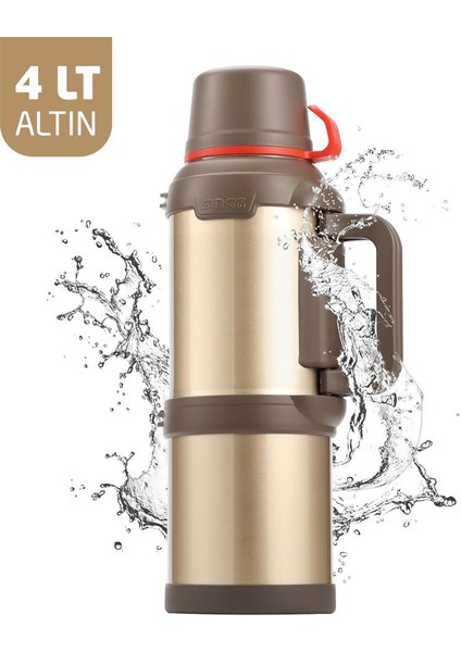 6272 Travel Pot Çelik Termos 4 Litre - Altın