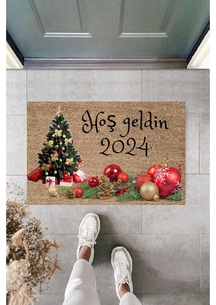 Yeni Yıl Konsepti Dijital Baskı PY-175111245 Kapı Önü Paspası