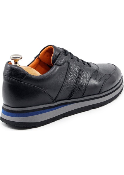 Deri Erkek Sneaker Siyah Spor Ayakkabı 25084 fırsatları