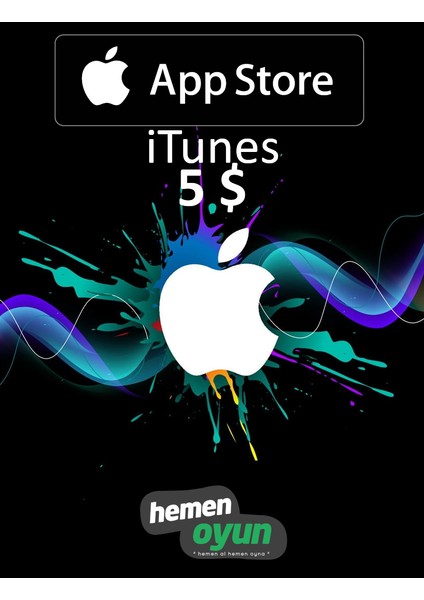 App Store Itunes 5 USD Dolar Hediye Kartı Bakiye ios