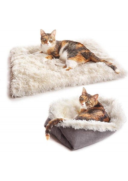 Beyaz Stil Evcil Hayvan Matı Çift Kullanımlı Peluş Yumuşak Çok Fonksiyonlu Kışlık Sıcak Kedi Köpek Matı Yumuşak Evcil Tüyü Derin Uyku Matı Aksesuarları (Yurt Dışından)