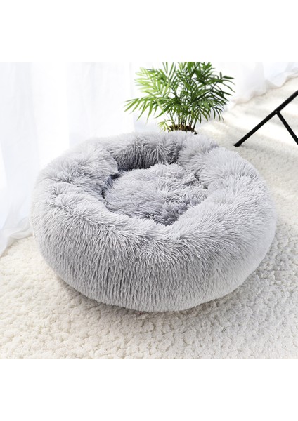 Açık Gri Stil 40CM Süper Yumuşak Kedi Yatağı Evi Sıcak Kış Kedi Yavrusu Yatak Yuvası Uzun Püsküllü Yavru Yuvarlak Koltuk Küçük Köpekler Kedi Kulübesi Kaymaz (Yurt Dışından)