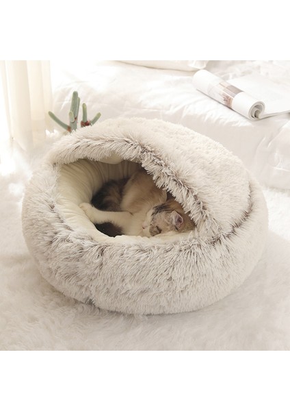 Pembe Uzun Peluş Tarzı 40CM Yeni Evcil Köpek Kedi Yuvarlak Peluş Yatak Yarı Kapalı Kedi Yuvası Kışın Derin Uyku Rahatlığı Için Kediler Yatağı Küçük Mat Sepeti Yumuşak Kulübe (Yurt Dışından) fiyatları