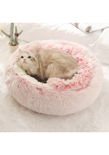 Pembe Uzun Peluş Tarzı 40CM Yeni Evcil Köpek Kedi Yuvarlak Peluş Yatak Yarı Kapalı Kedi Yuvası Kışın Derin Uyku Rahatlığı Için Kediler Yatağı Küçük Mat Sepeti Yumuşak Kulübe (Yurt Dışından) fırsatları