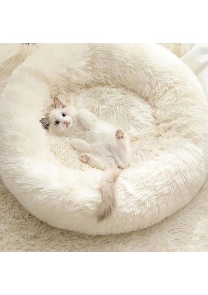 Koyu Gri Tarzı 40CM Kedi Yatağı Yastık Köpek Yuvarlak Sepeti Kış Sıcak Uzun Kürklü Süper Yumuşak Uyku Tulumu Yavru Yastık Mat Kedi Malzemeleri (Yurt Dışından) modelleri