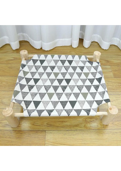 8gri Üçgen Stili 51X44X13CM Yükseltilmiş Kedi Yatağı Evi Kedi Hamak Yatağı Ahşap Kanvas Kedi Dinlenme Yatağı Küçük Köpekler Tavşan Kediler Için Dayanıklı Kanvas Pet Evi Malzemeleri (Yurt Dışından)