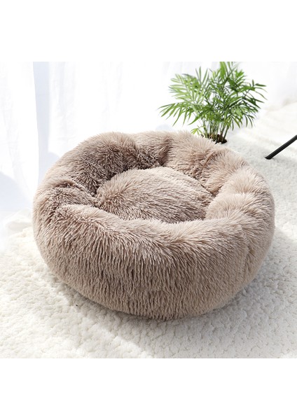 Kahverengi Tarzı 50CM Süper Yumuşak Kedi Yatağı Evi Sıcak Kış Kedi Yavrusu Yatak Yuvası Uzun Püsküllü Yavru Yuvarlak Koltuk Küçük Köpekler Kedi Kulübesi Kaymaz (Yurt Dışından)